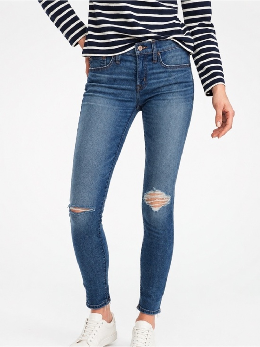 J. Crew 8" Toothpick Distressed Skinny Ankle Jeans Medium Wash GUC 26 #2610